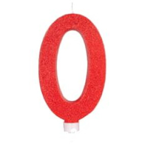 Vela 0 Vermelho Glitter Grande